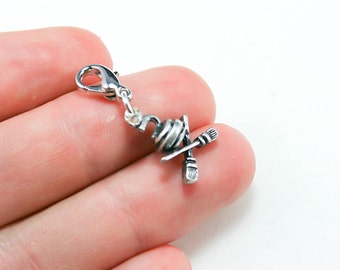 Curling clip on Charm | Curling clip on zipper Charm | Curling Bag Charm |  Clip On Charm | Curling Team  Gift | Curling Bracelet charm C219