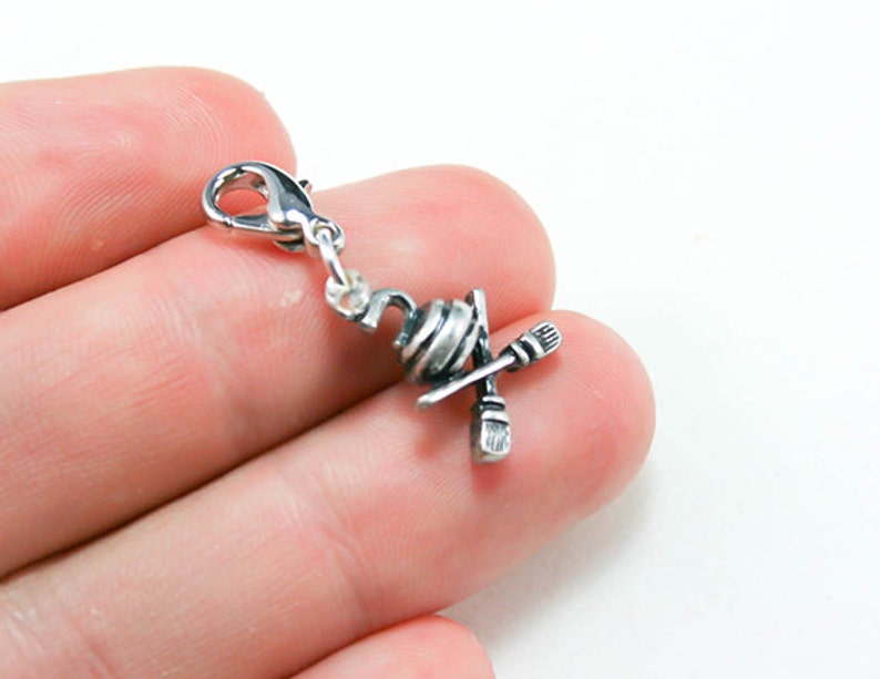 Curling clip on Charm Curling clip on zipper Charm Curling Bag Charm Clip On Charm Curling Team Gift Curling Bracelet charm C219 image 1