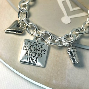 Kaffee Liebhaber Armband, Kaffee Liebhaber Schmuck, Koffein Geschenke, Kaffee Liebhaber Geschenk, Kaffee Geschenk, Kaffee Armband, Kaffeebecher Scc1065