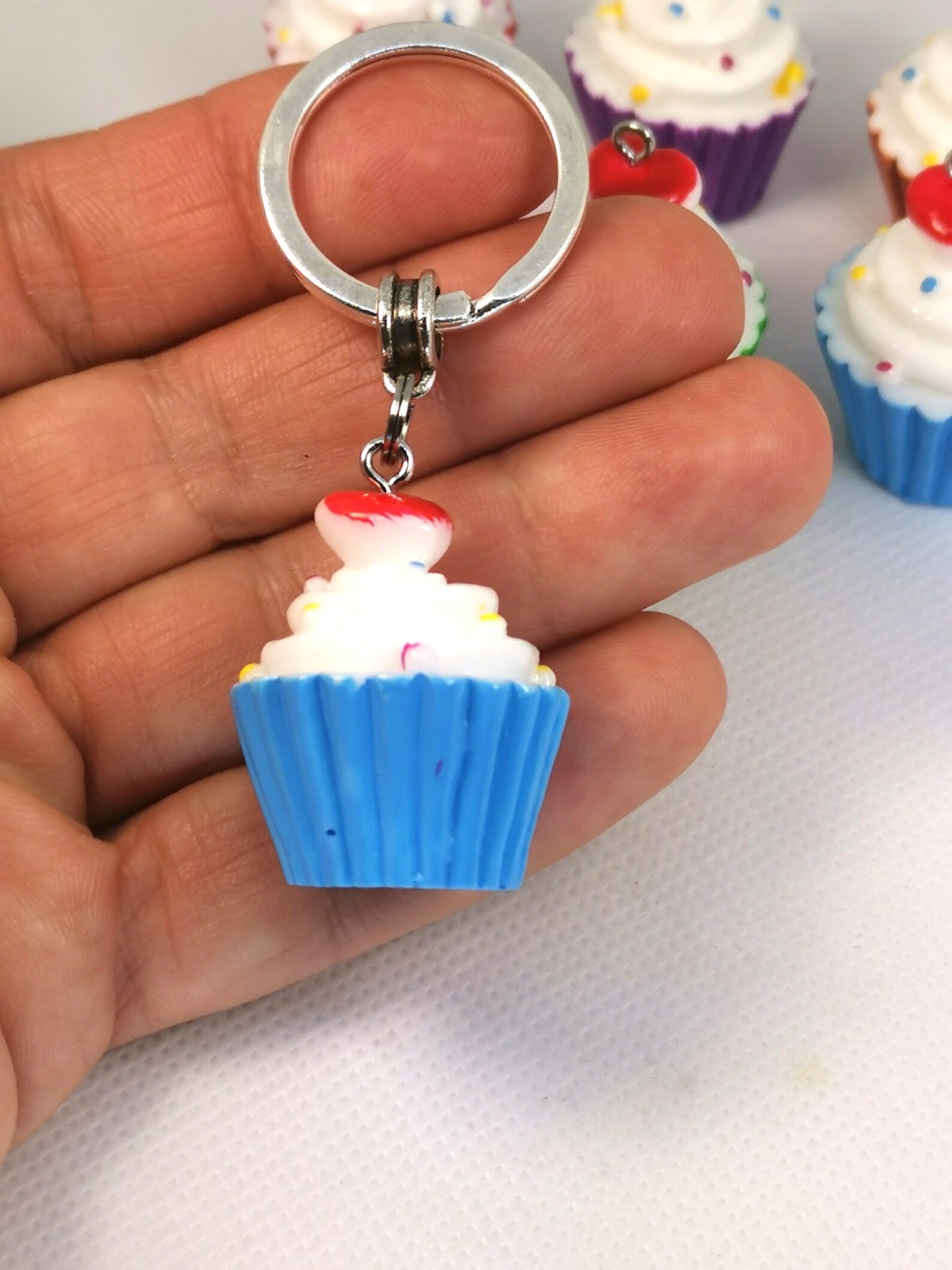 Cupcake Keyring Desert Food Keyring Fun Cupcake Keychain Etsy