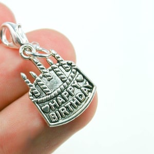 Birthday clip on charm Bracelet add on charm Birthday Cake clip on zipper Charm zipper pull charm Keychain charm purse charm CC019 image 1