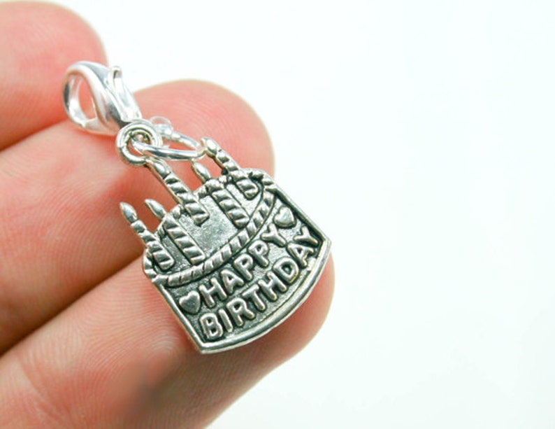 Birthday clip on charm Bracelet add on charm Birthday Cake clip on zipper Charm zipper pull charm Keychain charm purse charm CC019 image 1