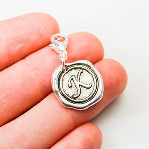 Initial K clip Charm | Clip Initial Charm | add on initial charm | add on charms | Clip on Initial Charm | Bag clip on Charm Purse charm 788