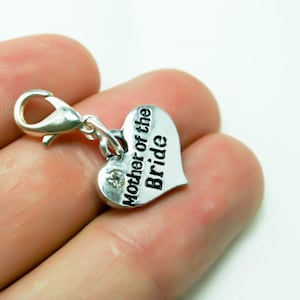 Mother of the Bride Charm. Heart Charm for Wedding Gift. Bracelet Charm. SCC389