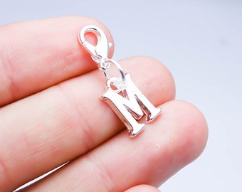 Letter M clip on Charm. Alphabet Letter M Charm. Bracelet Charm. Clip On Charm. SCC677