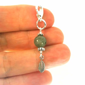 Labradorite charm clip | Gemstone Purse Charm |  gemstone Bag Charm |  Crystal gem Gift | Labradorite Feather charm | Gem charm  286