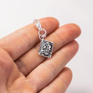 Magic Spell Book Charm - Magician Spell Book Bracelet Charm - Bracelet  Charms and pendants - Antique Silver Tone Book clip onCharm - SCC844