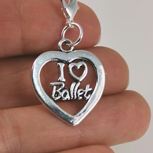 Ballet clip on bag Charm | I Love Ballet Charm pendant charm | Ballerina Charm Lobster clip on Dance Charms | Charm | Ballet Charms  SCC1302