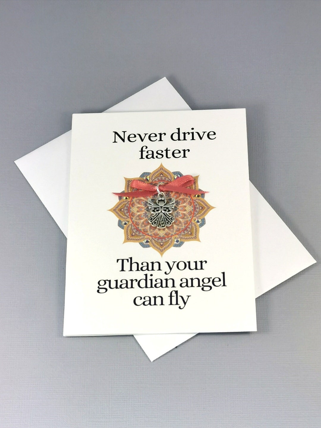 Never Drive Faster Than Your Guardian Angel Can Fly Keyring - New ...
