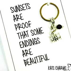 Endings zijn mooie kaart.  Motivatie kaart.  Inspiratie sleutelhanger kaart.  KEY043