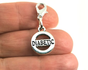 Diabetic Keychain Charm | Type I Diabetic Keyring Charm | Type 2 Diabetic Charm | Medical clip on Charm | Medical Alert Charm SCC929