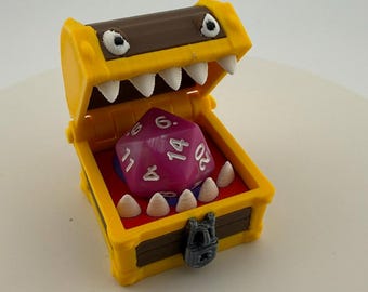 3D Printed Mimic Dice Holder – D&D RPG Treasure Chest, Two Styles Available