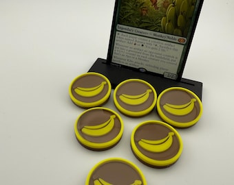 3D Printed Banana Artifact Tokens for MTG Commander – Kibo Monkey Deck Accessory