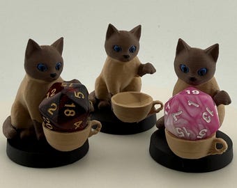 3D Printed Cat Token Dice and Display Holder - MTG Commander Accessory