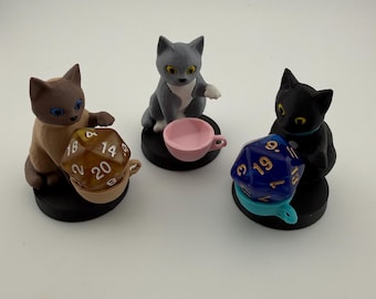 3D Printed Cat Token Dice and Display Holder - MTG Commander Accessory