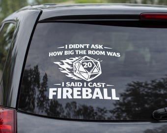 Fireball D20 Decal | Tabletop RPG Vinyl Sticker (6.5" x 5.5")