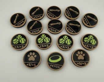 Magic the Gathering Dog +1 +1 and Fetch Counter Tokens | MTG Commander Counters | Custom MTG Accessories
