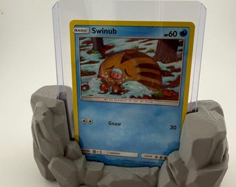 Rock Terrain Card Display Stand | Ground Type Trading Card Holder Pokémon / MTG Display | 3D Printed Stone Base