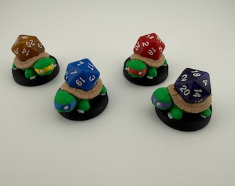 3D Printed Turtle Ninja Token Dice and Display Holder - MTG Commander Accessory