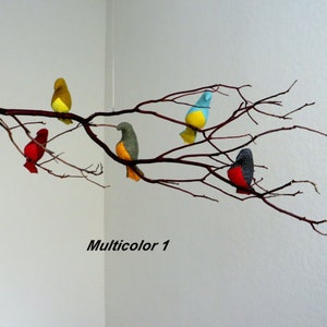 Nursery Hanging Bird Mobile - Customize Color Of Birds  On Manzanita  Branch - Made to order