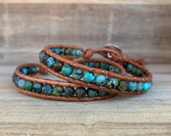 African Turquoise Single Wrap Bracelet