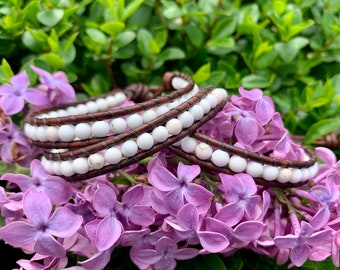 White Turquoise Single Wrap Bracelet