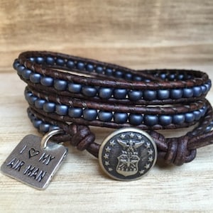 I Love My Airman Bracelet, Air Force Triple Wrap Bracelet, Military Bracelet, Air Force Bracelet
