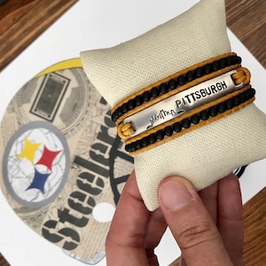 PITTSBURGH Pride Triple Wrap Bracelet, Black and Gold Jewelry