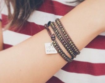 I Love My Marine Triple Wrap Bracelet, I Love My Marine Bracelet, Military Bracelet