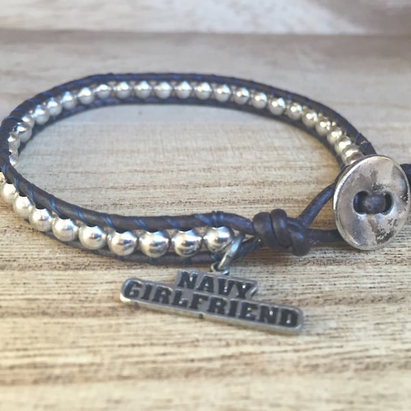 United States NAVY GIRLFRIEND Single Wrap Bracelet, navy bracelet