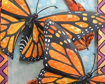 Return of the Monarchs - Original Butterfly Paper Sculpture Collage