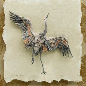 Blank Card - 'Joyous' - Sandhill Crane Paper Sculpture, Print