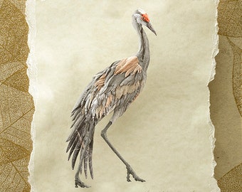 Blank Card - 'Grace' - Sandhill Crane Paper Sculpture, Print