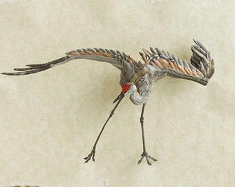 Blank Card - 'Flow' - Sandhill Crane Paper Sculpture, Print