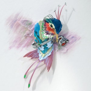 Blank Card - 'Hover Technology' - SciFi Hummingbird Paper Sculpture, Print