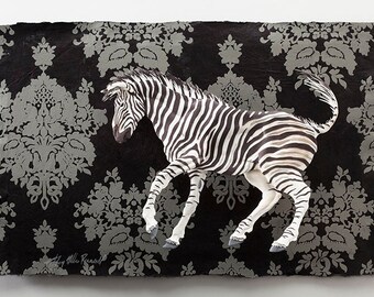 Black, White, and Bold - Zebra - Giclee fine art print of Cut Paper Sculpture by artist Tiffany Miller Russell