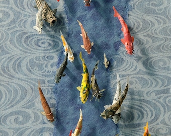 Blank Card - 'Stream of Consciousness' - Koi Paper Sculpture, Print