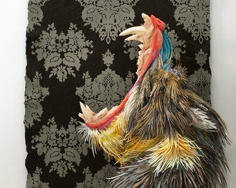 A Well-Behaved Beast - Original Paper Sculpture - Mandrill Baboon Monkey Art by Tiffany Miller Russell