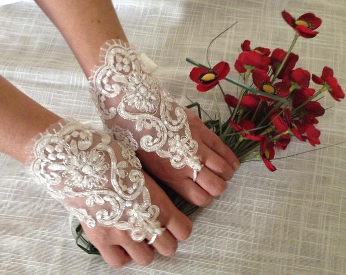 Lace Wedding Gloves Lace Bridal Gloves Ivory Lace Gloves Etsy