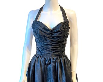 Vintage 1980's does 60's black designer VICTOR COSTA formal organza dress S 5/6