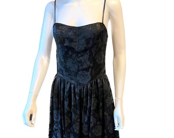 Vintage 1980's designer Betsey Johnson black brocade dress Size 8 & matching blazer Size 10