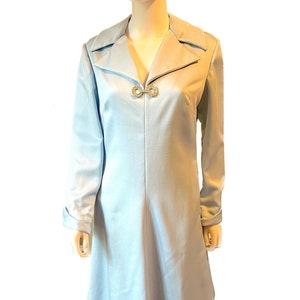 Vintage 1960’s designer Carlye blue silk rhinestone dress Sibonne! silk lining L