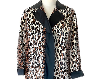 Vintage 1960's Vanity Fair leopard print bathrobe lingerie M L 32