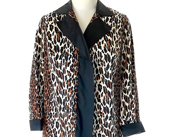 Albornoz vintage con estampado de leopardo de Vanity Fair, años 60, lencería, talla M, L, 32