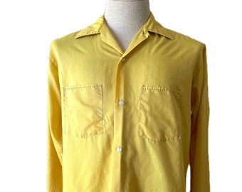 Vintage 1960's men's gold mustard Van Cort button up shirt M