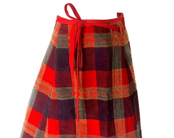 Vintage 1960's Talbot's Meadowbank Ct plaid A-line wrap skirt M L