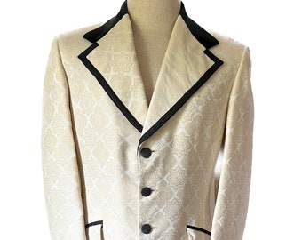 Vintage 1960's Prince Edward by Lord West brocade damask formal blazer suit jacket S 38