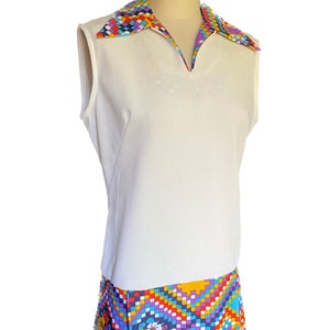 Vintage 1960&#39;s mod era sleeveless polyester skort shorts romper dress L XL