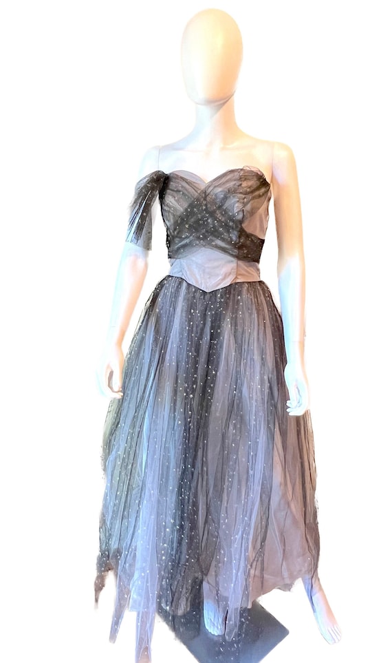 Vintage 1950's strapless tulle Marshall Field blac