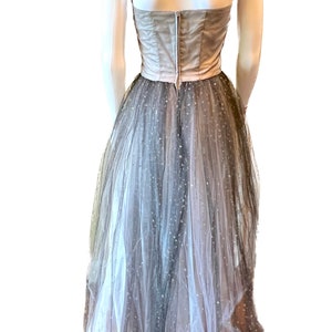 Vintage 1950's strapless tulle Marshall Field black gray prom dress S image 3